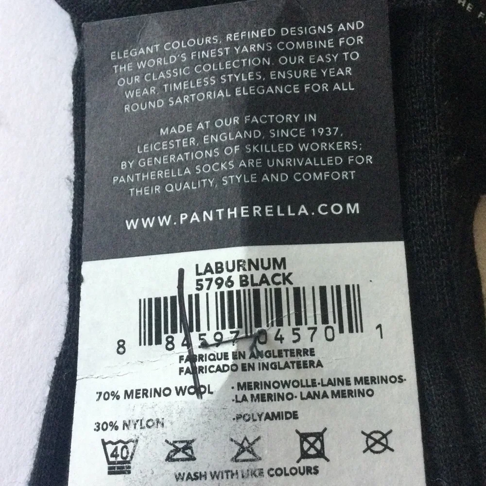 PANTHERELLA LABURNUM MENS FINE WOOL SOCKS IN BLACK SIZE LARGE NWT